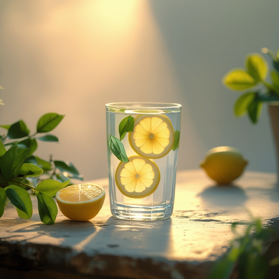 Glass of water with lemon